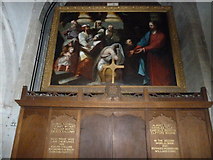 SU3642 : St Peter, Goodworth Clatford: painting above the war memorial by Basher Eyre