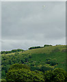 Hillside with hang glider, south-west of Llanddewi-Brefi, Ceredigion