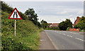 "Road narrows on both sides" sign, Comber