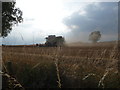 Combine harvesting on an August evening