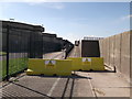 TQ4880 : Barriers on the Thames Path at Crossness Sewage Works (2) by David Anstiss