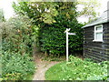 Signpost on the path from Green Lane to School Lane