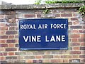 Royal Air Force Vine Lane sign