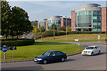 SU4318 : Roundabout and offices on Stoney Croft Rise by Peter Facey