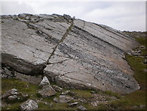 NY2406 : Striated sloping rock on Bowfell by Peter S