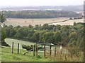SU4029 : Kissing Gate and view from Farley Mount by David Martin