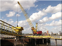 TQ4179 : Crane and pier, Riverside Wharf by David Anstiss