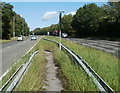 Footpath between the central reservation barriers, Croesyceiliog Bypass