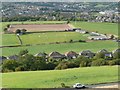 Hall Bower cricket ground from Castle Hill, Almondbury