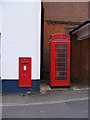 TM4249 : Telephone Box & Post Office,Pump Street George V Postbox by Geographer