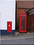 TM4249 : Telephone Box & Post Office,Pump Street George V Postbox by Geographer