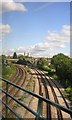 Railway lines and Culvert Road footbridge, Clapham Junction