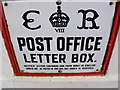 TM3440 : Sign on Old Post Office Edward VIII Postbox, Bawdsey by Geographer