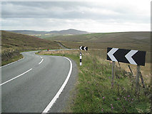 SJ9968 : Double bend, A54 west of Cut-thorn Hill  by Robin Stott