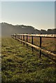 Fence vanishing into the mist near  Brickkiln Cottages