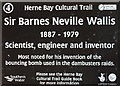 Inscription on the statue of Sir Barnes Neville Wallis, Herne Bay