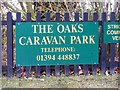 The Oaks Caravan Park sign