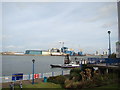 View of the Tate and Lyle factory from the balcony of the Woolwich Visitor Centre