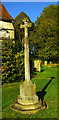 Memorial cross and shadow, Aspenden churchyard