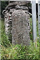 Benchmark on gatepost south of Yarker Bank Farmhouse