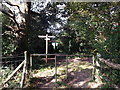 Footpath and bridleway junction near Great Park Wood