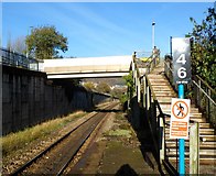 SS9992 : Steps up to a footbridge, Tonypandy Railway Station by Jaggery