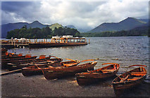 NY2622 : Boats for hire at Keswick landing stages by Trevor Rickard