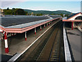 The main line platforms at Aviemore railway station, from the footbridge