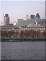 City of London across the Thames, sunset light