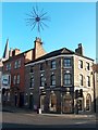 Crossroads and Christmas street decoration in Malton