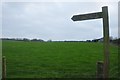 SY1588 : East Devon : Grassy Field & Sign by Lewis Clarke