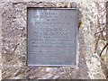 Plaque on the memorial stone opposite the Invercauld Arms Hotel