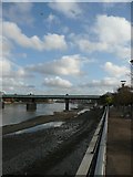 TQ2475 : Fulham Railway Bridge at low tide by Russel Wills