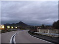 Moel y Golfa from the A458 road over the railway