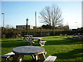 The beer garden at the Salmon Inn, Wanswell