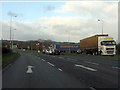 HGVs at the northern A518 junction, Weston