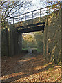 SS8583 : National Cycle Route 4 passing beneath railway bridge, Cefn Cribwr by eswales