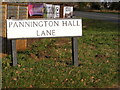 Pannington Hall Lane sign