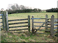 Pasture gate beside the path to Little Wenham