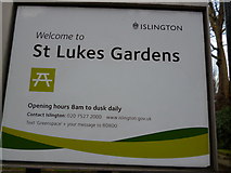 TQ3282 : Sign, St Lukes Gardens, Mitchell Street EC1 by Robin Sones