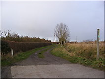 TM2972 : Footpath to Stadhaugh Manor Farm & entrance to High Barn by Geographer