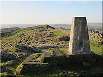 NY7467 : Trig point on Hadrian's Wall above Winshield Crags by Mike Quinn