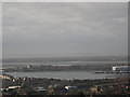 A view of the Portsmouth waterfront on a hazy winter