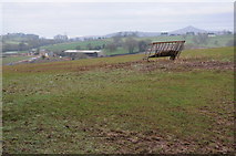 SO3414 : Farmland near Llanddewi Rhydderch by Philip Halling