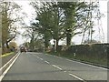 Power lines cross the A537 east of Henbury