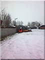 TM1459 : Stonham Barns entrance in the Snow by Geographer