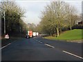 Approaching roadworks north of Cuddington on the A49