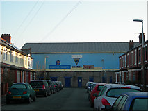 SJ6087 : Old Wilderspool Stadium entrance by Mike Lyne