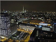 TQ3179 : Waterloo Station and the Shell Centre from London Eye by night by David Hawgood