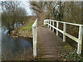 Across a lakeside bridge, Glan Llyn, Newport